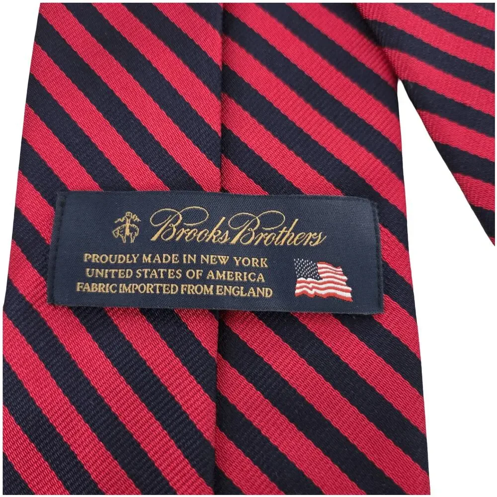 NWT Brooks Brothers Navy and Red Striped Tie Made in USA
